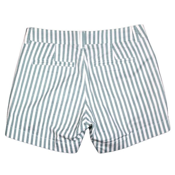 Old Navy Everyday Short Striped  High Rise Stretch Cotton  White Teal Green - Picture 3 of 7
